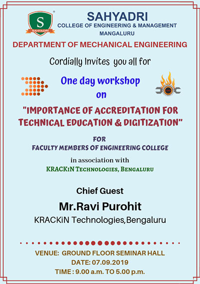 One-day workshop on “Importance of Accreditation for technical education and digitisation”