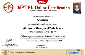 Faculty receives NPTEL Elite Certificate 