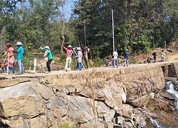 Survey camp for the students of 3rd year Civil Engineering underway at Siddapura 