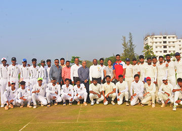 Inauguration of VTU Mangaluru Zone Inter-Collegiate Cricket Tournament 2020 held at Sahyadri Riverside Ground 
