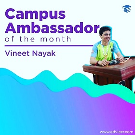 Second Year CSE student awarded as the ‘Campus Ambassador of the Month’ from Edvicer Pvt. Ltd