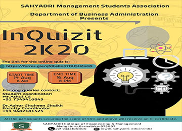 SMSA of the Dept. of Business Administration-MBA organized an Online ‘InQuizit 2K20’