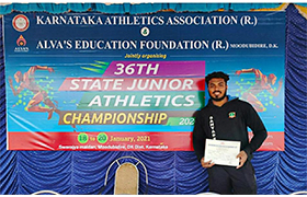 ECE student achieves 6th Position in U20 Athletics Championship 2021 at Bhopal, Madhya Pradesh and secures Silver & Bronze Medal at the 36th State Junior Athletics Championship 2021 held at Moodabidri