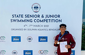 First year ISE student won Silver and Bronze Medals in various events at State Level Senior Swimming competition