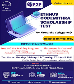 Training and Placement - Ethnus Codemithra Scholarhip Test 