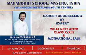 Career Guidance session for students of Mahabodhi School, Mysore by Dr. Ananth Prabhu G