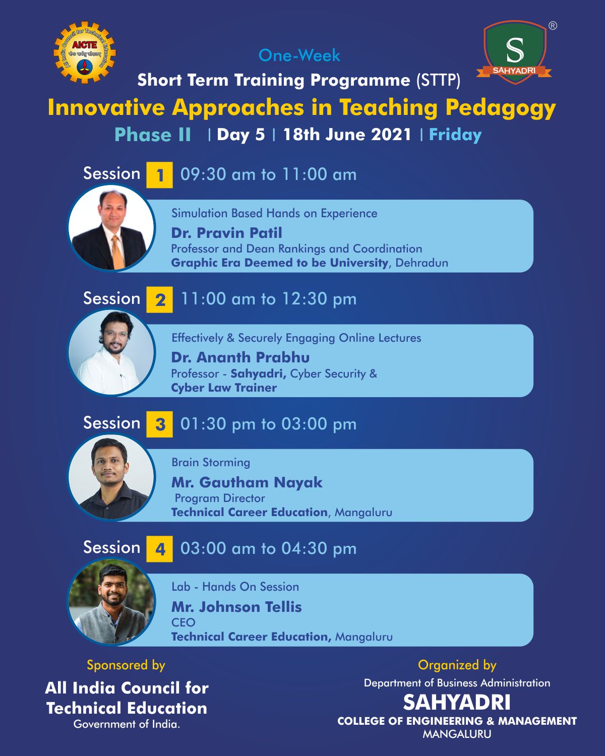 Phase II: AICTE Sponsored One-Week STTP on “Innovative Approaches in Teaching Pedagogy”