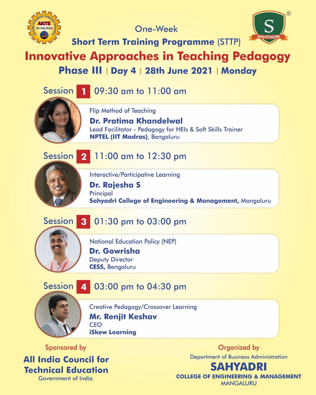 Phase III: AICTE Sponsored One-Week STTP on “Innovative Approaches in Teaching Pedagogy”