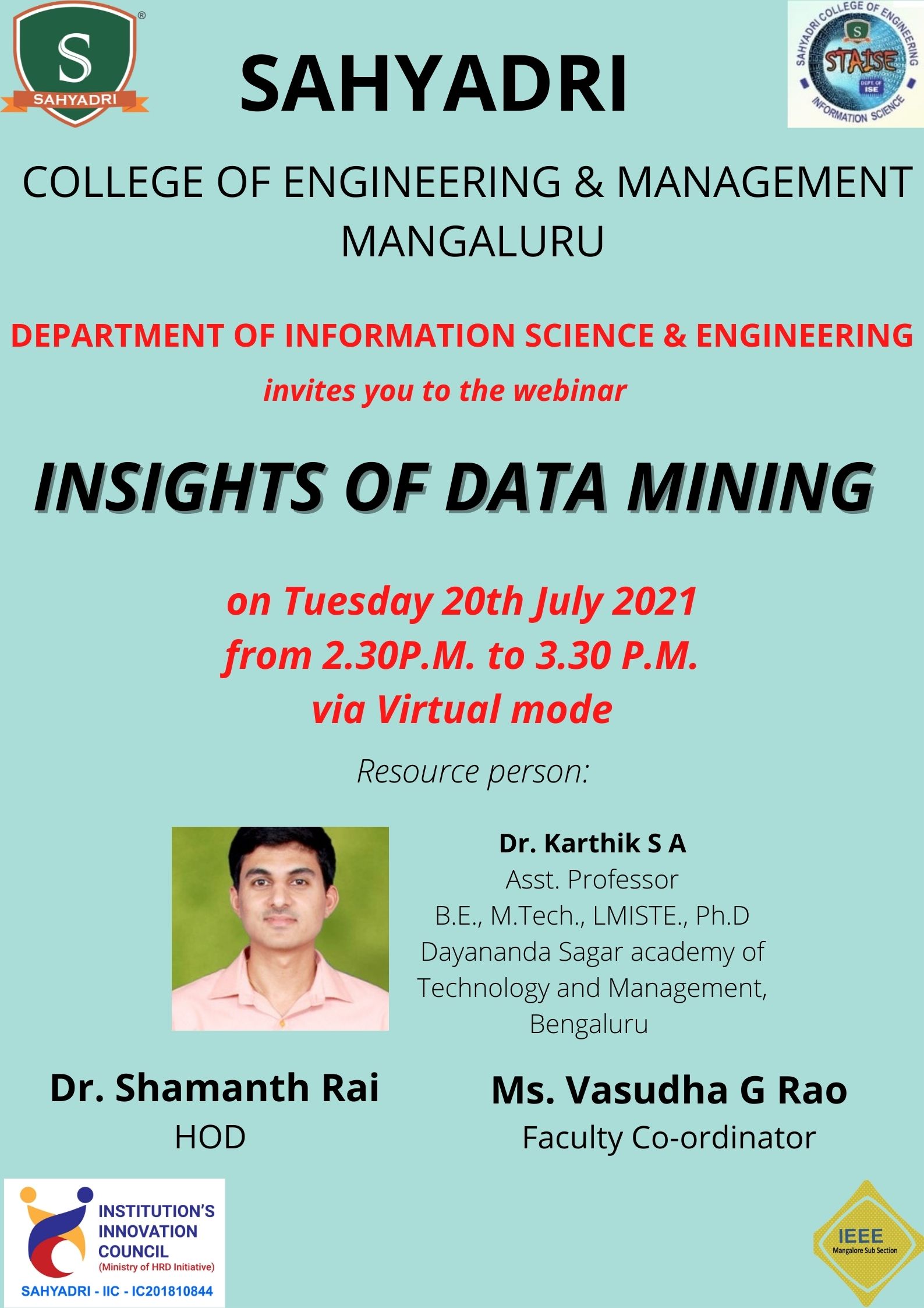 Webinar on Insights of Data Mining