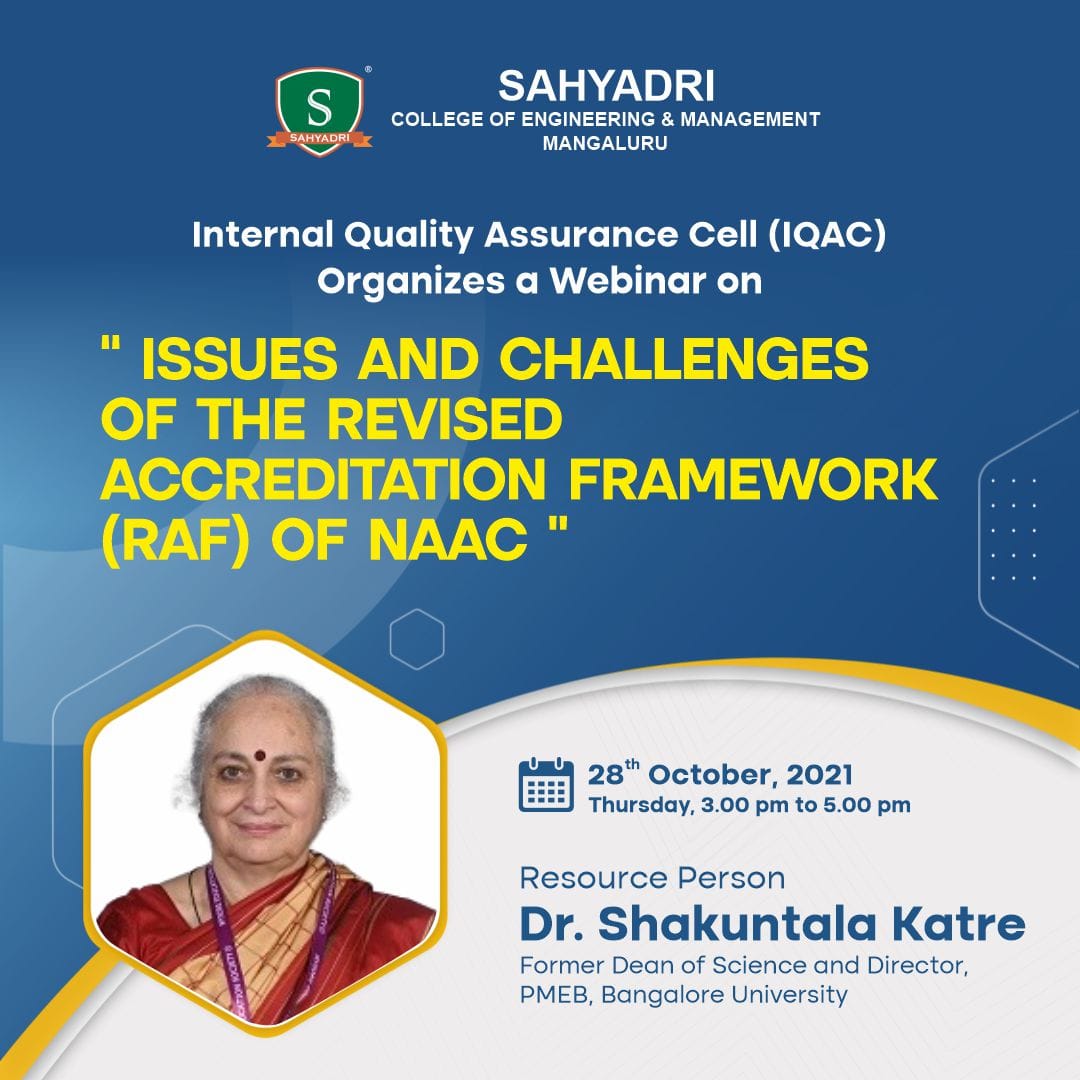 IQAC organized a Webinar on “Issues & Challenges in RAF of NAAC”