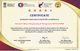 Sahyadri awarded with 4 Golden stars by Innovation Cell, Ministry of Education, Govt. of India