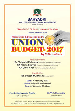 Union Budget 2017  Presentation and Discussion by MBAs at Sahyadri college