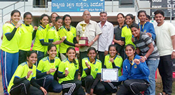 Sahyadri Girls Team is the Champion at VTU Inter-Zone Handball Tournament in JNNCE, Shimoga 
