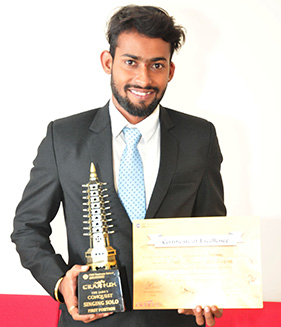 Sathyajeeth Prabhu  MBA Student wins 1st place in Solo Singing at an International Fest