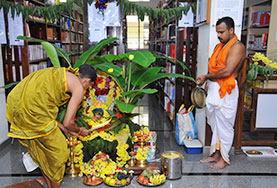 Sharada Pooja held in the Central Library at Sahyadri College of Engineering & Management, Mangalore