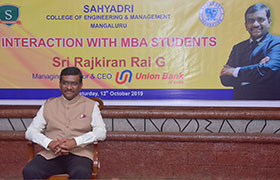 Passion, Humility & Continuous Learning - Key Competencies that made me a CEO says The Managing Director & CEO of Union Bank of India while addressing the Sahyadri MBA Students  