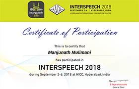 Paper presented by Sahyadri faculty is accepted atINTERSPEECH-2018  
